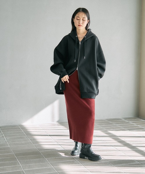 LEPSIM（レプシィム）の「12ゲージ総針ナロースカート　497451（スカート・レディース・レッド/ブラウン/ブラック/ネイビー/アイボリー/ダークブラウン/ボルドー・TALL/FREE）」の18枚目の写真