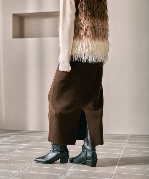 LEPSIM（レプシィム）の「12ゲージ総針ナロースカート　497451（スカート・レディース・レッド/ブラウン/ブラック/ネイビー/アイボリー/ダークブラウン/ボルドー・TALL/FREE）」の22枚目の写真