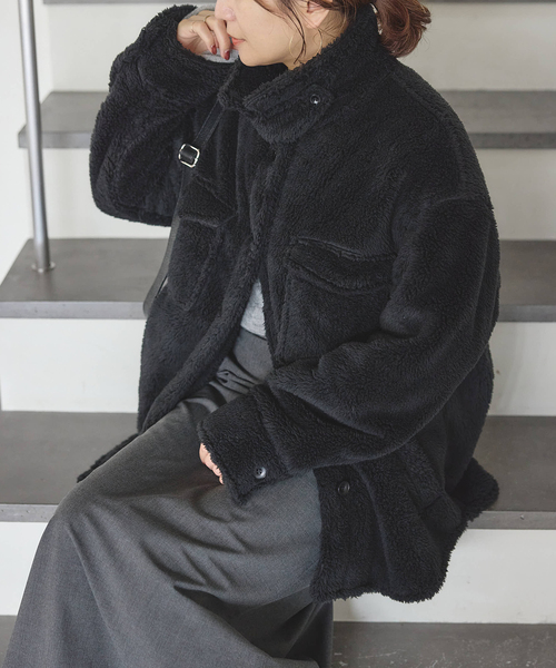 JOURNAL STANDARD（ジャーナルスタンダード）の「ECOPELソフトフリースCPO（ブルゾン・レディース・ベージュ/ブラック・FREE）」の2枚目の写真