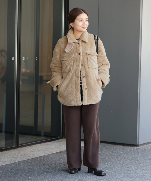 JOURNAL STANDARD（ジャーナルスタンダード）の「ECOPELソフトフリースCPO（ブルゾン・レディース・ベージュ/ブラック・FREE）」の6枚目の写真