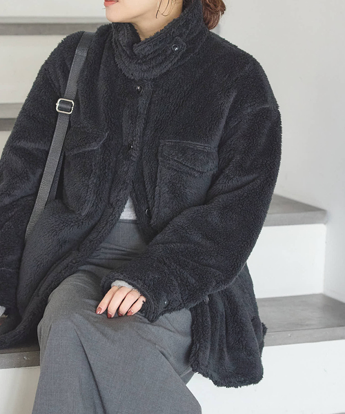 JOURNAL STANDARD（ジャーナルスタンダード）の「ECOPELソフトフリースCPO（ブルゾン・レディース・ベージュ/ブラック・FREE）」の8枚目の写真