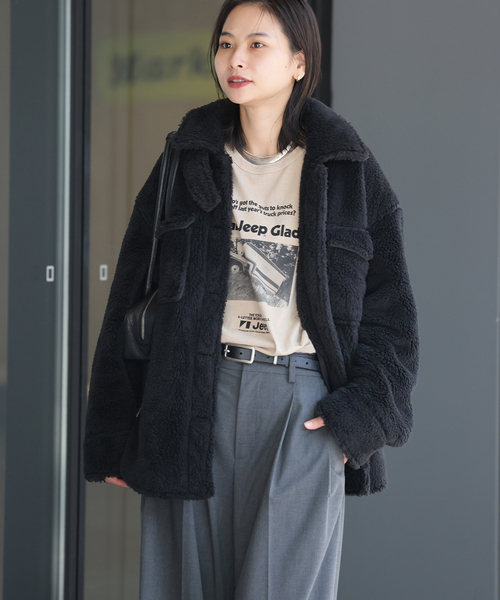 JOURNAL STANDARD（ジャーナルスタンダード）の「ECOPELソフトフリースCPO（ブルゾン・レディース・ベージュ/ブラック・FREE）」の13枚目の写真