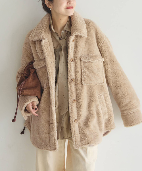 JOURNAL STANDARD（ジャーナルスタンダード）の「ECOPELソフトフリースCPO（ブルゾン・レディース・ベージュ/ブラック・FREE）」の18枚目の写真