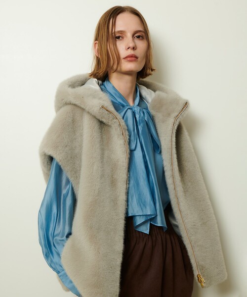 フェイクミンクファーフーディーブルゾン（ブルゾン）｜allureville