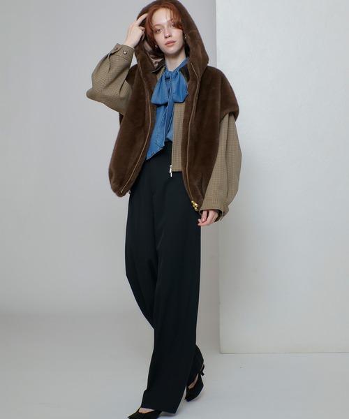 フェイクミンクファーフーディーブルゾン（ブルゾン）｜allureville