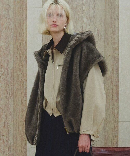 フェイクミンクファーフーディーブルゾン（ブルゾン）｜allureville