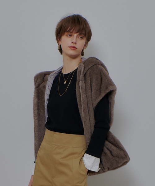 セール】フェイクミンクファーフーディーブルゾン（ブルゾン