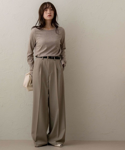 NOAHL(ノアル)の「【NOAHL】タックストレートワイドパンツ(その他パンツ・レディース・グレイッシュベージュ/ブラウン/チャコール/ブラック/オフホワイト/セージグリーン・S/M/L)」の18枚目の写真