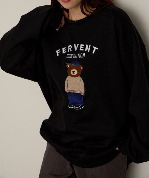 Quash（クアッシュ）の「ベアー サガラ刺繍トレーナー（スウェット・メンズ・ネイビー/アッシュ/ブラック/グリーン・L/M/XL）」の2枚目の写真