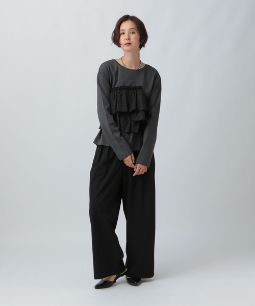 LEPSIM(レプシィム)の「アソートドッキング長袖プルオーバー2 2572911(Tシャツ/カットソー・レディース・ブラウン/カーキ/ブラック/ホワイト×ブラック・FREE)」の10枚目の写真