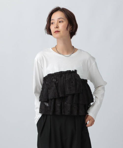 LEPSIM(レプシィム)の「アソートドッキング長袖プルオーバー2 2572911(Tシャツ/カットソー・レディース・ブラウン/カーキ/ブラック/ホワイト×ブラック・FREE)」の11枚目の写真