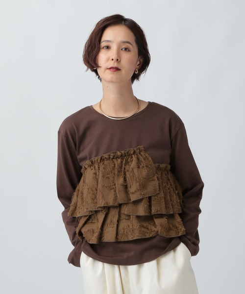 LEPSIM(レプシィム)の「アソートドッキング長袖プルオーバー2 2572911(Tシャツ/カットソー・レディース・ブラウン/カーキ/ブラック/ホワイト×ブラック・FREE)」の17枚目の写真