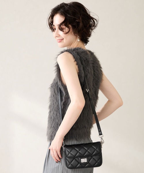 ORiental TRaffic(オリエンタルトラフィック)の「2025秋冬新作キルティングボックスショルダーバッグ/BA-262(ショルダーバッグ・レディース・ブラック/ベージュ・フリ-)」の3枚目の写真