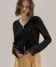 PUBLIC TOKYO | シュリンクレースVネックTOP(Tシャツ/カットソー)