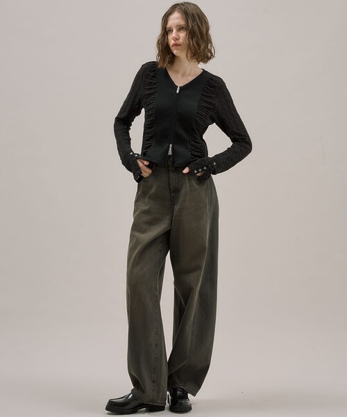 PUBLIC TOKYO（パブリックトウキョウ）の「シュリンクレースVネックTOP（Tシャツ/カットソー・レディース・ホワイト/ブラック・FREE）」の17枚目の写真