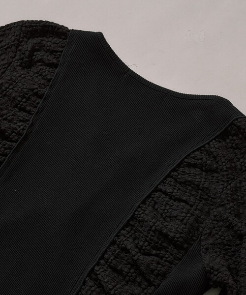 PUBLIC TOKYO（パブリックトウキョウ）の「シュリンクレースVネックTOP（Tシャツ/カットソー・レディース・ホワイト/ブラック・FREE）」の16枚目の写真