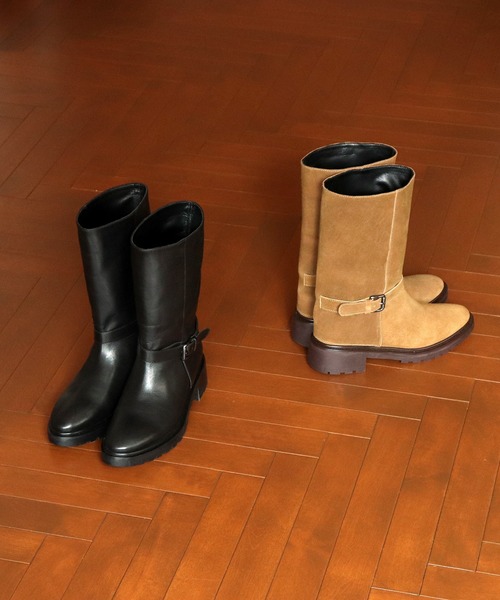 あしながおじさん（アシナガオジサン）の「ベルテッドカバーブーツ　3220051（ブーツ・レディース・ブラック/ブラウン・22.5cm/23cm/23.5cm/24cm/24.5cm）」の6枚目の写真