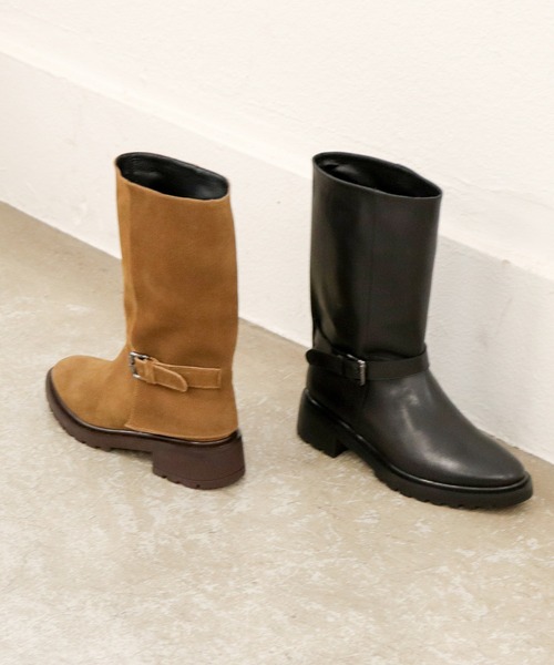 あしながおじさん（アシナガオジサン）の「ベルテッドカバーブーツ　3220051（ブーツ・レディース・ブラック/ブラウン・22.5cm/23cm/23.5cm/24cm/24.5cm）」の8枚目の写真