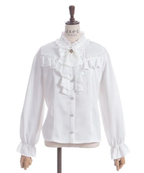Lacy fairytale ブラウス　ジャボリボンブローチ付き リボン×ジャボブローチ付ブラウス（シャツ/ブラウス）｜axes femme