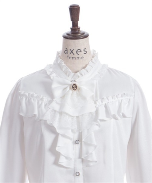 axes femme（アクシーズファム）の「リボン×ジャボブローチ付ブラウス（シャツ/ブラウス・レディース・キナリ/ピンク/ブラック/ワイン・MEDIUM）」の15枚目の写真
