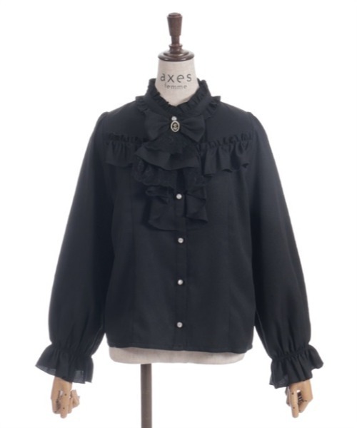 axes femme（アクシーズファム）の「リボン×ジャボブローチ付ブラウス（シャツ/ブラウス・レディース・キナリ/ピンク/ブラック/ワイン・MEDIUM）」の10枚目の写真