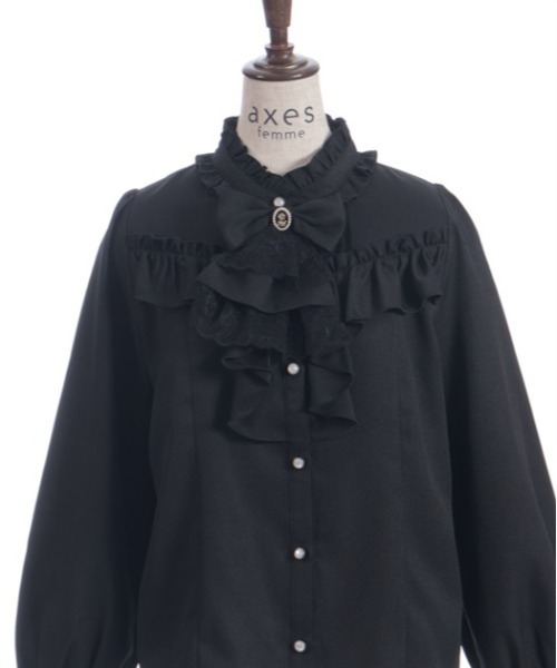 Lacy fairytale ブラウス　ジャボリボンブローチ付き リボン×ジャボブローチ付ブラウス（シャツ/ブラウス）｜axes femme