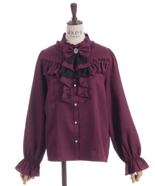 Lacy fairytale ブラウス　ジャボリボンブローチ付き リボン×ジャボブローチ付ブラウス（シャツ/ブラウス）｜axes femme