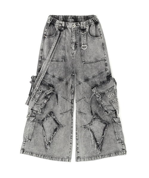 Chica（チカ）の「Chica/チカ/damage denim（デニムパンツ・レディース・グレー/ブラック・F）」の6枚目の写真