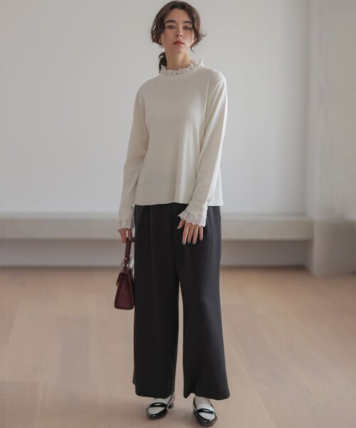 組曲(クミキョク)の「ラメストライプ ワイドパンツ(その他パンツ・レディース・ブラック系1/グレー系1・7/6/5)」の18枚目の写真