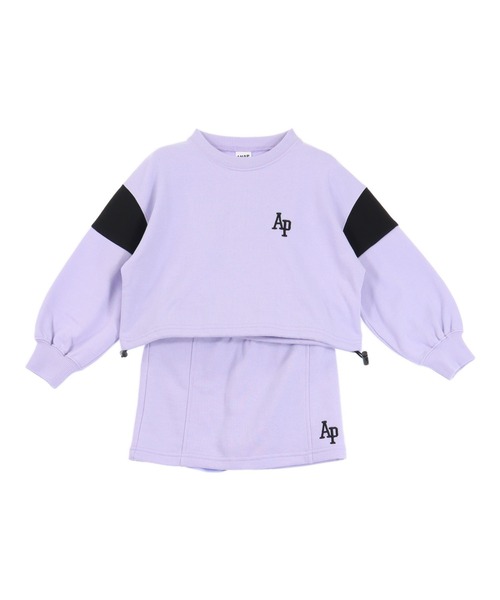 ANAP kids(アナップキッズ)の「カレッジ トップス × スカート スウェット SET【ジュニアお揃い】(スウェット・キッズ・ラベンダー/ブラック/ライトグレー・130/120/110)」の18枚目の写真