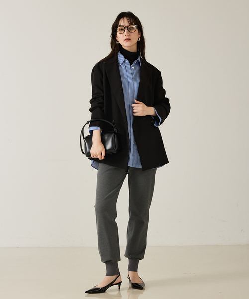 qualite（カリテ）の「裏毛ポンチジョグパンツ/秋服/冬服/スウェットパンツ/ジョガーパンツ（スウェットパンツ・レディース・ブラック/グレー・36/38）」の6枚目の写真