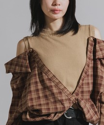 Chick | Y2K-Style Fake Layered Check Shirt / Y2K風 フェイクレイヤードチェックシャツ(シャツ/ブラウス)