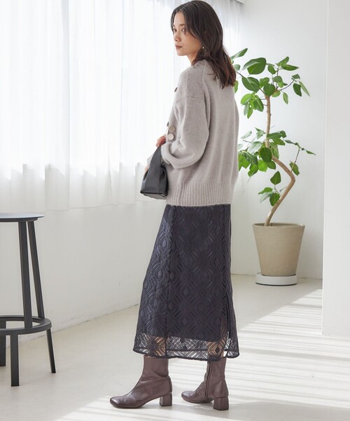 シップス（SHIPS）/〈手洗い可能〉ラッセル レース ウエスト ギャザー タイト スカート セール】〈手洗い可能〉ラッセル レース ウエスト ギャザー タイト