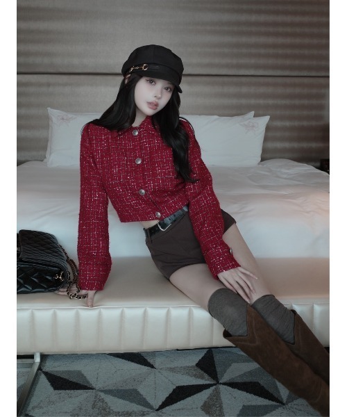 ダーリッチ　ツイードチェックショートジャケット ツイードチェックショートジャケット（その他アウター）｜Darich