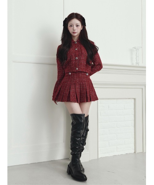 Darich ツイードチェックショートジャケット ダーリッチ Darich ツイードチェックショートジャケット （アイボリー