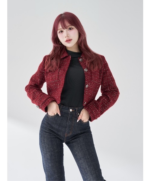 ダーリッチ　ツイードチェックショートジャケット ツイードチェックショートジャケット（その他アウター）｜Darich