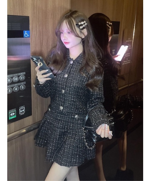 ツイードチェックショートジャケット（その他アウター）｜Darich