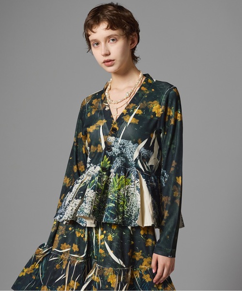 NON TOKYO(ノントーキョー)の「DIRECT PRINT RIB GATHER CARDIGAN(カーディガン/ボレロ・レディース・カラフル/ピンク/その他・FREE)」の2枚目の写真