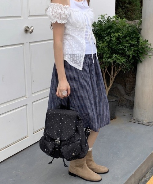 .KOM(ドットコム)の「A'GEM/9 × .kom 『.KOM/ドットケーオーエム』Star Dot Canvas Backpack/星柄ドット キャンバスリュック(バックパック/リュック・レディース・ネイビー/ブラック・FREE)」の8枚目の写真