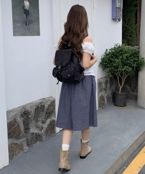 .KOM(ドットコム)の「A'GEM/9 × .kom 『.KOM/ドットケーオーエム』Star Dot Canvas Backpack/星柄ドット キャンバスリュック(バックパック/リュック・レディース・ネイビー/ブラック・FREE)」の11枚目の写真