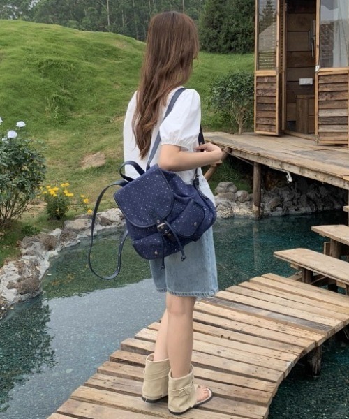 .KOM(ドットコム)の「A'GEM/9 × .kom 『.KOM/ドットケーオーエム』Star Dot Canvas Backpack/星柄ドット キャンバスリュック(バックパック/リュック・レディース・ネイビー/ブラック・FREE)」の17枚目の写真