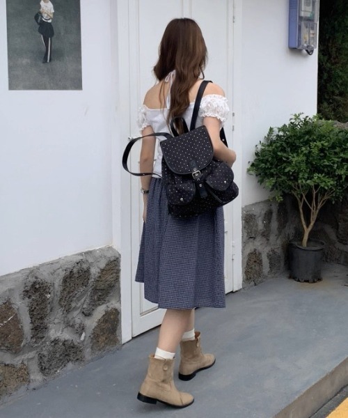 .KOM(ドットコム)の「A'GEM/9 × .kom 『.KOM/ドットケーオーエム』Star Dot Canvas Backpack/星柄ドット キャンバスリュック(バックパック/リュック・レディース・ネイビー/ブラック・FREE)」の9枚目の写真