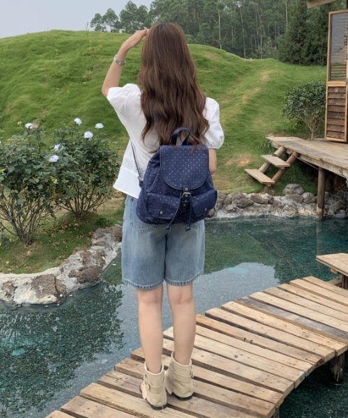 .KOM(ドットコム)の「A'GEM/9 × .kom 『.KOM/ドットケーオーエム』Star Dot Canvas Backpack/星柄ドット キャンバスリュック(バックパック/リュック・レディース・ネイビー/ブラック・FREE)」の18枚目の写真
