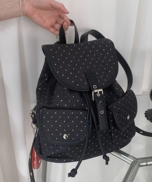 .KOM(ドットコム)の「A'GEM/9 × .kom 『.KOM/ドットケーオーエム』Star Dot Canvas Backpack/星柄ドット キャンバスリュック(バックパック/リュック・レディース・ネイビー/ブラック・FREE)」の21枚目の写真