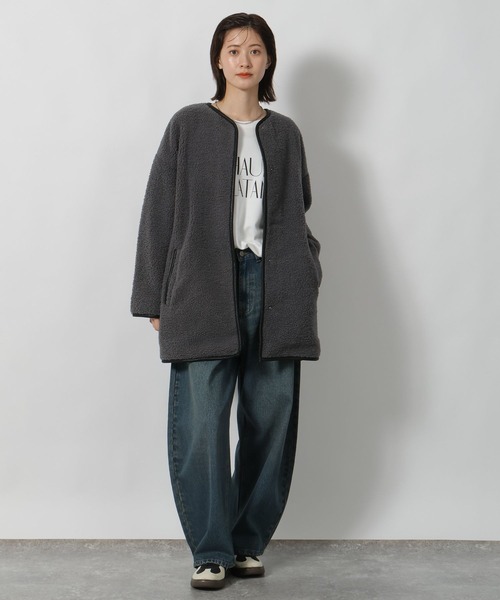 LAKOLE（ラコレ）の「パイピングボアブルゾン / 496632（ブルゾン・レディース・チャコールグレー/モカ/アイボリー・FREE）」の7枚目の写真