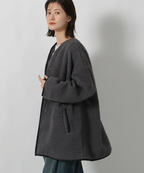 LAKOLE（ラコレ）の「パイピングボアブルゾン / 496632（ブルゾン・レディース・チャコールグレー/モカ/アイボリー・FREE）」の21枚目の写真