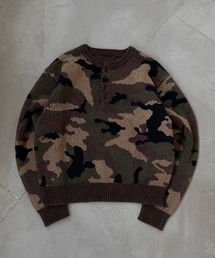HENLEY NECK LINENLIKE CROPPED KNIT/ヘンリーネックリネンライククロップドニット