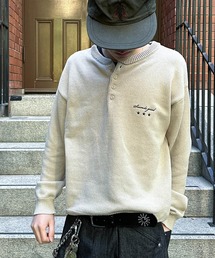 kutir | HENLEY NECK LINENLIKE CROPPED KNIT／ヘンリーネックリネンライククロップドニット(ニット/セーター)