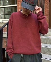kutir | HENLEY NECK LINENLIKE CROPPED KNIT／ヘンリーネックリネンライククロップドニット(ニット/セーター)