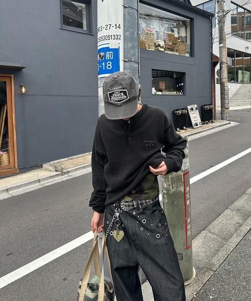 kutir(クティール)の「HENLEY NECK LINENLIKE CROPPED KNIT/ヘンリーネックリネンライククロップドニット(ニット/セーター・メンズ・ブラック/ブラウン/レッド/ネイビー/アイボリー/ボルドー・MEDIUM/LARGE)」の10枚目の写真